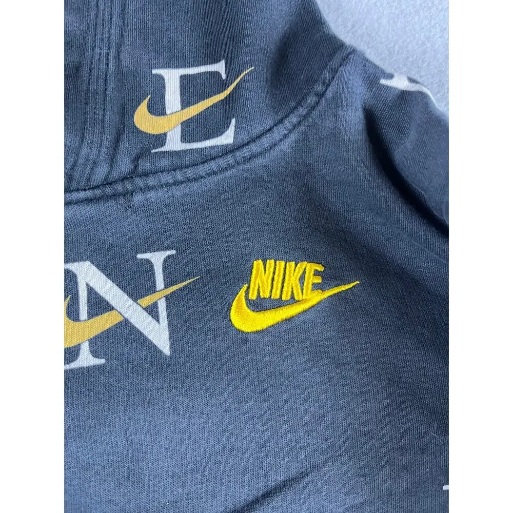 Nike Hoodie Youth XL Black Monogram All Over Print Spellout Futura Logo Pullover